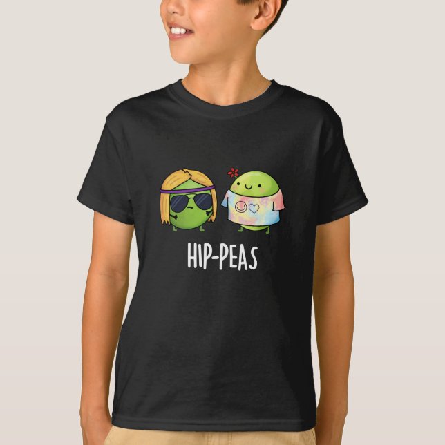 Camiseta Hip-peas Engraçado Hippie Peas Pun Dark BG (Frente)