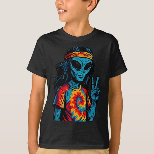 Camiseta Hipe Alien Tie-dye Design  (Frente)