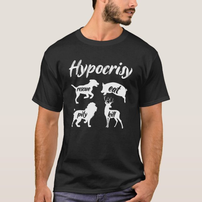 Camiseta Hipocrisia Resgate Coma Veganismo Plantário Basead (Frente)