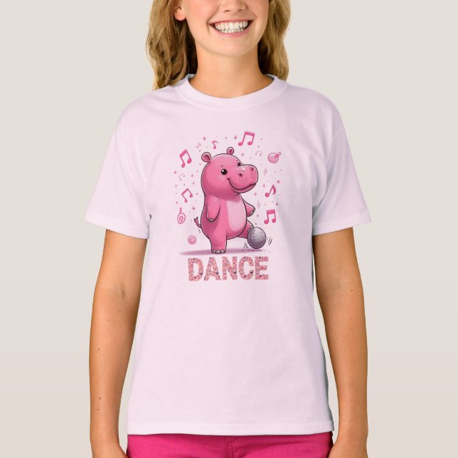 Camiseta Hipopótamo Amigo Dançando Disco Musical (Frente)