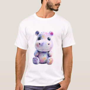 Camiseta Hipopótamo Bebe Iridescente Cósmico Pastel Homens