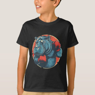 Camiseta Hipopótamo Boxeador Com Luvas de Boxe Kickboxing E