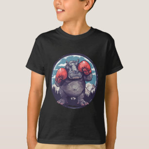 Camiseta Hipopótamo Boxeando Com Luvas De Boxe Kickboxing E