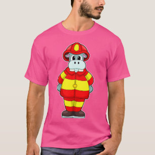 Camiseta Hipopótamo como Bombeiro no Departamento de Bombei