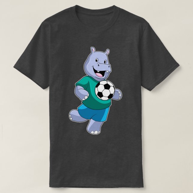 Camiseta Hipopótamo como jogador com Futebol (Frente do Design)