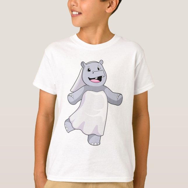 Camiseta Hipopótamo como Noiva com Véu (Frente)