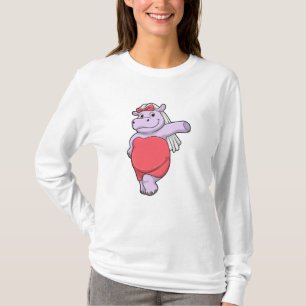 Camiseta Hipopótamo como Noiva com Véu e Laço