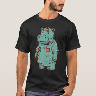 Camiseta Hipopótamo de Enfermagem Médica na Enfermeira Hipo