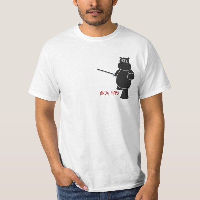 Camiseta Hipopótamo de Ninja - apronte para a ação (Frente)
