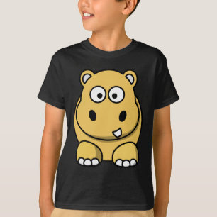 Camiseta hipopótamo, desenhos animados, fotos douradas