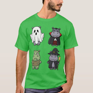 Camiseta Hipopótamo Engraçado Fantasma Assustador Arrepio H