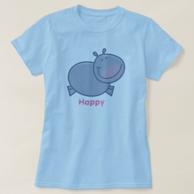 Camiseta Hipopótamo feliz (Frente do Design)