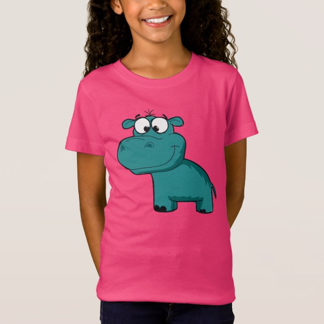 Camiseta Hipopótamo feliz azul (Frente)
