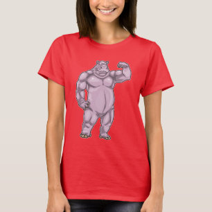 Camiseta Hipopótamo Fisiculturista Musculação