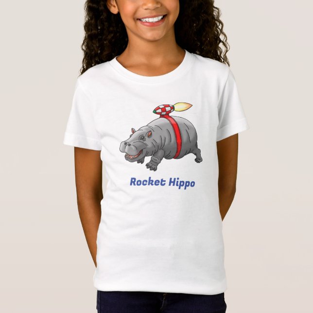 Camiseta Hipopótamo Foguete com Jetpack (Frente)
