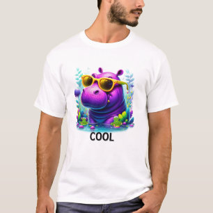Camiseta Hipopótamo Neon Legal Relaxando no Pântano