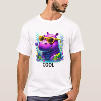 Camiseta Hipopótamo Neon Legal Relaxando no Pântano