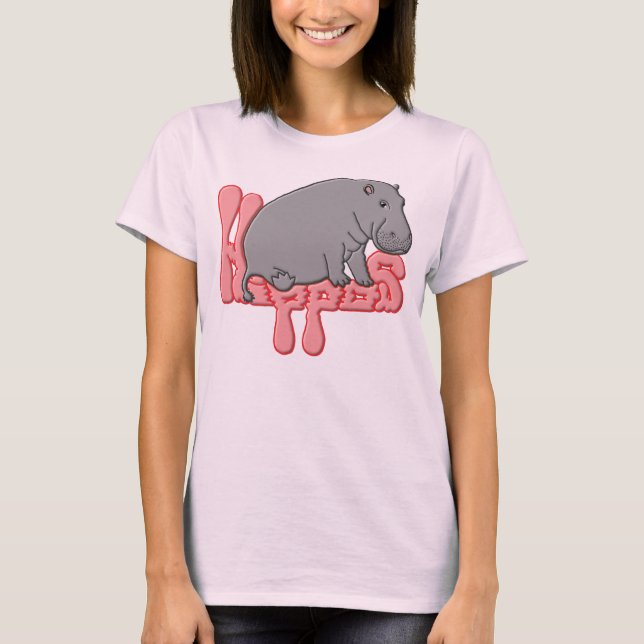Camiseta Hipopótamo pesado - rosa (Frente)