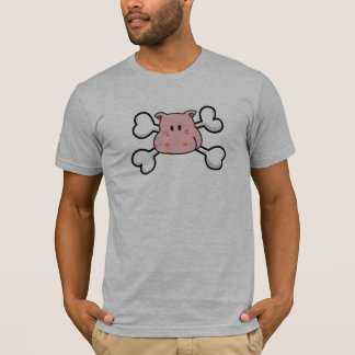 Camiseta hipopótamo rosa Caveira e Crossbones