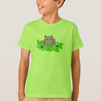 Camiseta Hipopótamo Roxo com Joaninhas