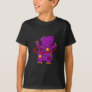 Camiseta Hipopótamo roxo engraçado que joga a aro de Hula