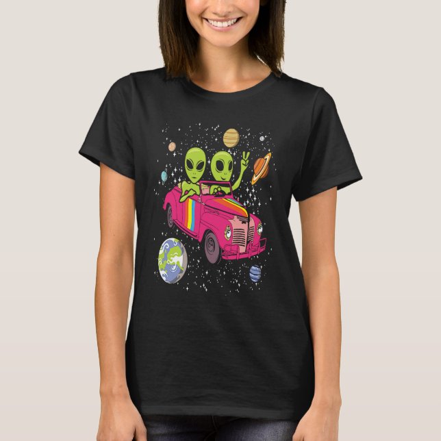 Camiseta Hippie Alien Space Car  Techno EDM Minimal Spacesh (Frente)
