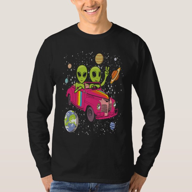 Camiseta Hippie Alien Space Car  Techno EDM Minimal Spacesh (Frente)