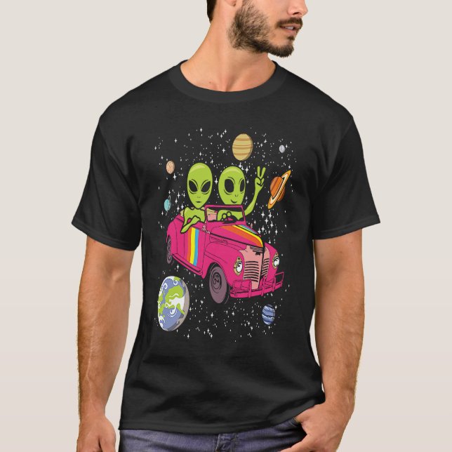 Camiseta Hippie Alien Space Car  Techno EDM Minimal Spacesh (Frente)