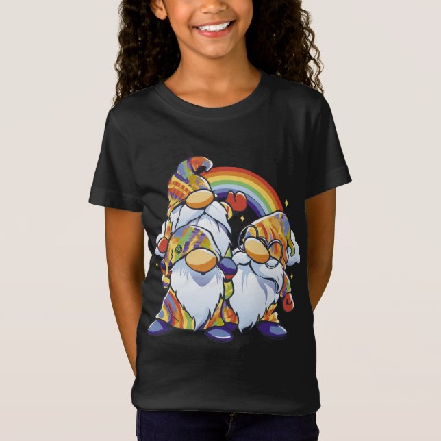 Camiseta Hippie Cartoon Gnome Rainbow Nature (Frente)