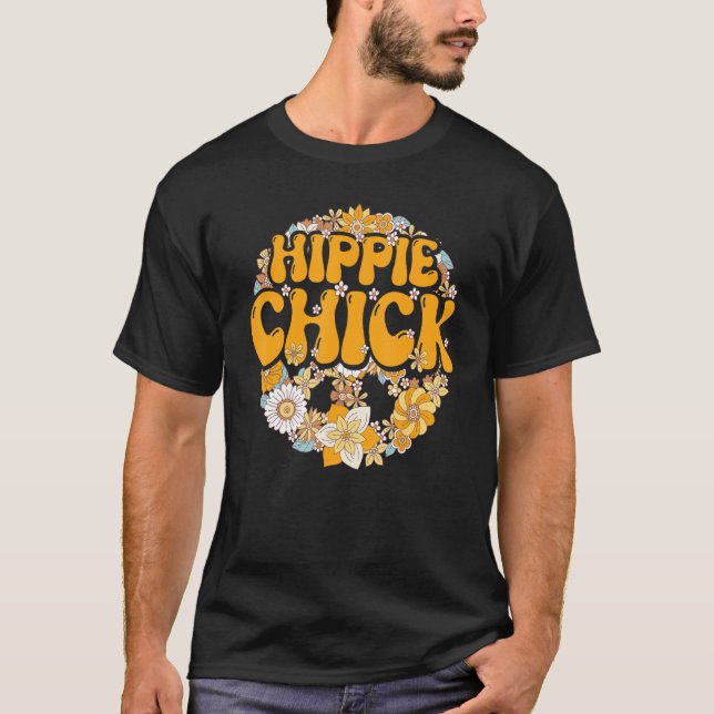 Camiseta Hippie Chick  Hippie Floral Groovy (Frente)