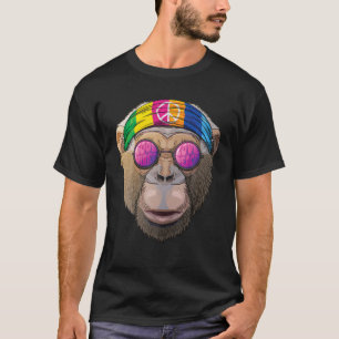 Camiseta Hippie Chimpanzee Love Sinal 70S Hippie Chimp