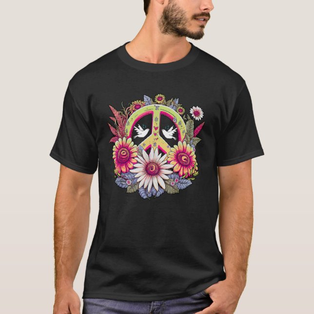 Camiseta Hippie Daisy - Sinal de Paz - Flor de Sol (Frente)