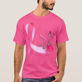 Camiseta Hippie Dragonfly Pink Fita Cancer Mama Awarene