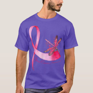 Camiseta Hippie Dragonfly Pink Fita Cancer Mama Awarene