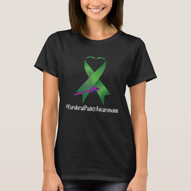 Camiseta Hippie Dragonfly Ribbon Cerebral Palsy Awareness (Frente)