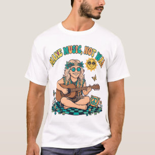 Camiseta Hippie Faça Música Não Guerra