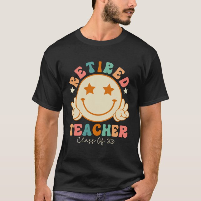 Camiseta Hippie Face Retired Teacher Class of 2024 Retireme (Frente)