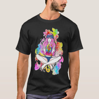 Camiseta Hippie Flower Power Child Peace Girl T Party Festi