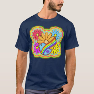 Camiseta Hippie Flower Power Peace Rainbow Dove