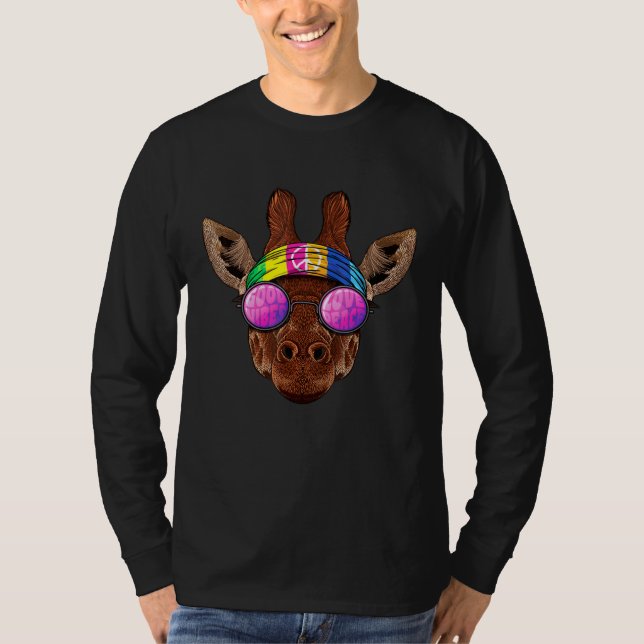 Camiseta Hippie Giraffe Love Sinal 70s Hippie Animal (Frente)