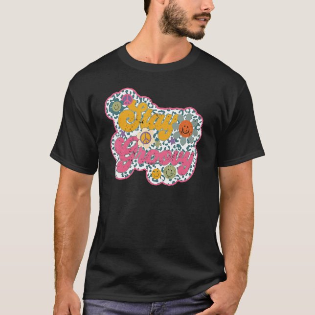 Camiseta Hippie Girassol Retroativo Permaneça Em Groovy Pos (Frente)