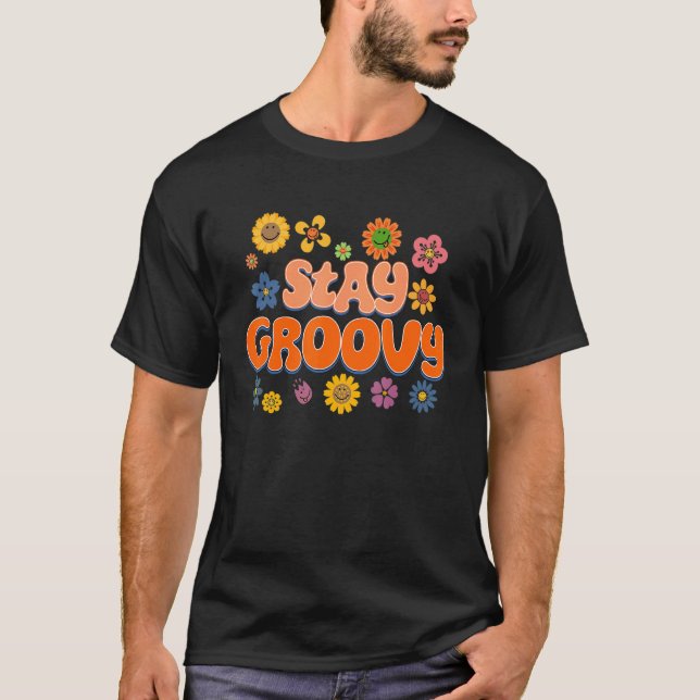 Camiseta Hippie Girassol Retroativo Permaneça Em Groovy Pos (Frente)