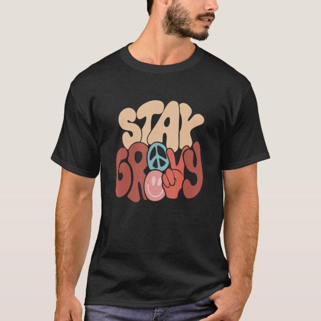 Camiseta Hippie Girassol Retroativo Permaneça Em Groovy Pos (Frente)