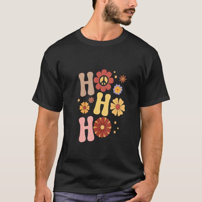 Camiseta Hippie Groovy Ho Ho Ho Xmas Christmas For Men Wome (Frente)