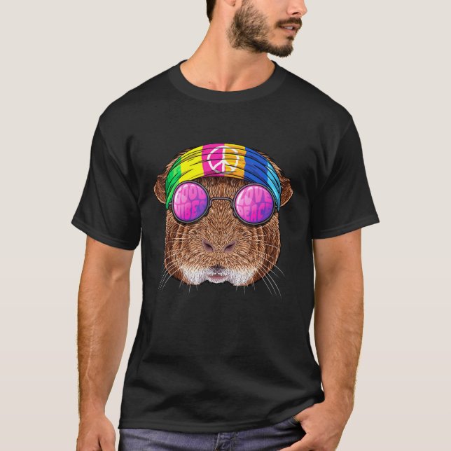 Camiseta Hippie Guiné Pig Love Sinal 70s Hippie Anima (Frente)