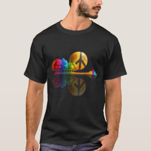 Camiseta Hippie Guitar Moon Guitarista Símbolo de Paz Music