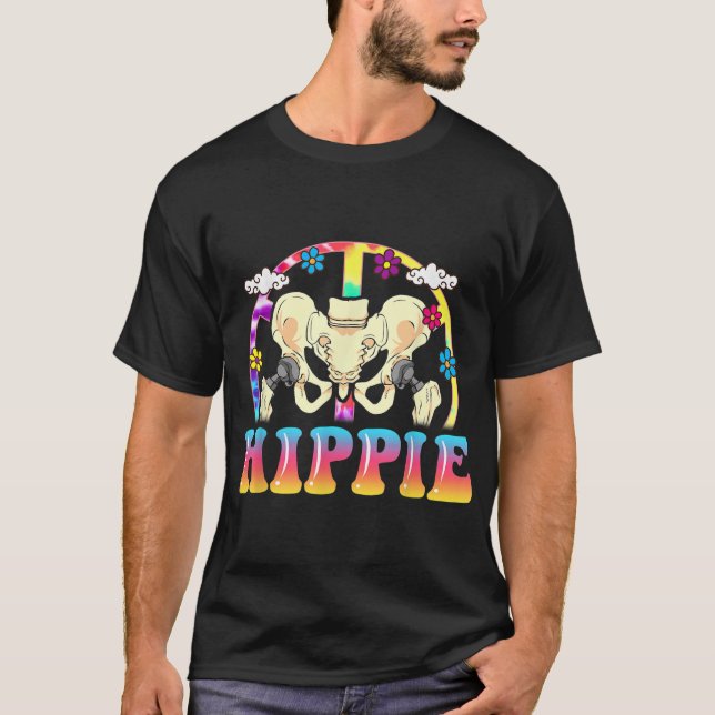Camiseta Hippie Hip Replacement Joint Surgery Engraçado (Frente)