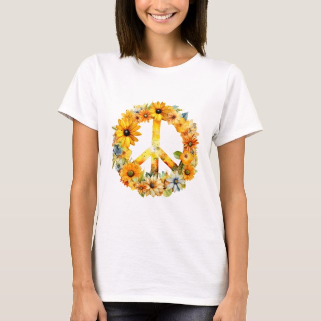 Camiseta Hippie Hippy Sunflower Sign (Frente)