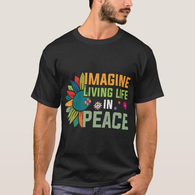 Camiseta Hippie-Imagine-Living-Life-In-peace (Frente)