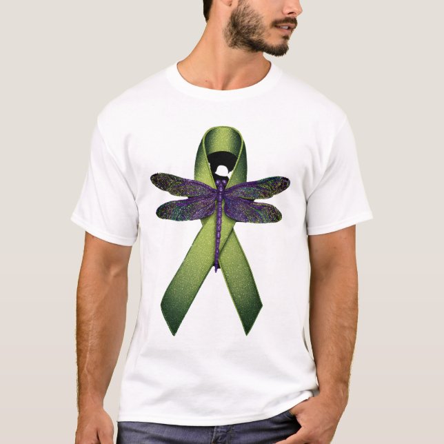 Camiseta Hippie Libélula Laço Verde Conscientização da Para (Frente)